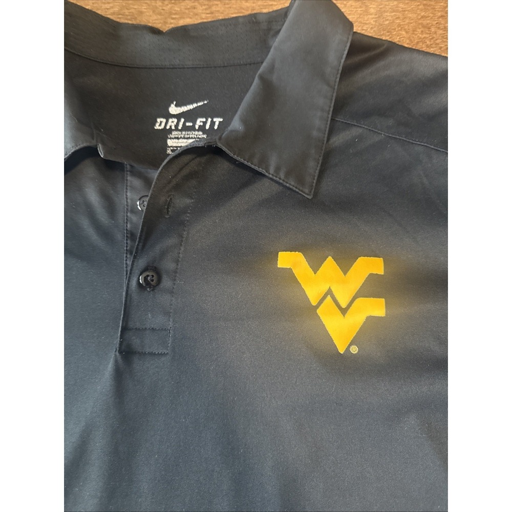 WEST VIRGINIA MOUNTAINEERS WVU NIKE DRI FIT POLO MENS XL Black - Picture 2 of 11